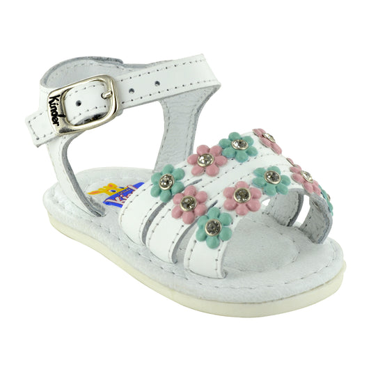 HUARACHE EN PIEL BEBÉ 4370 BLANCO MULTPASTEL