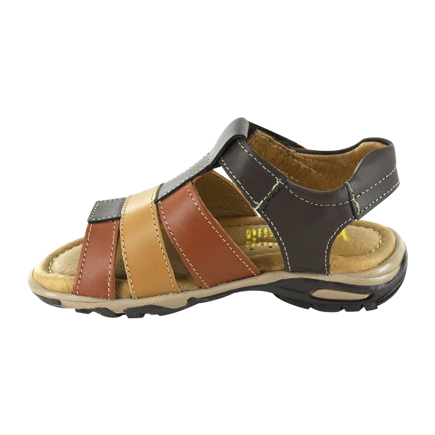 HUARACHE EN PIEL 7405 CAFÉ MULTICOLOR