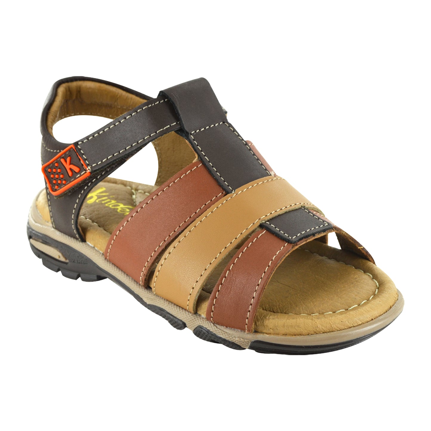 HUARACHE EN PIEL 7405 CAFÉ MULTICOLOR