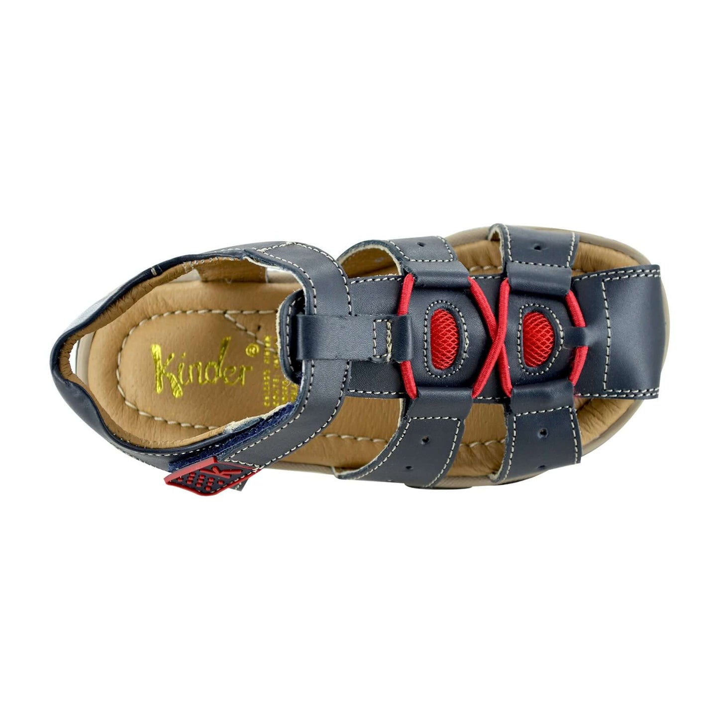 HUARACHE EN PIEL 7418 MARINO ROJO