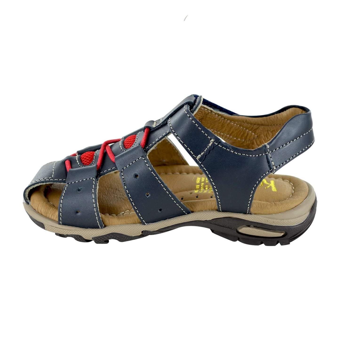 HUARACHE EN PIEL 7418 MARINO ROJO