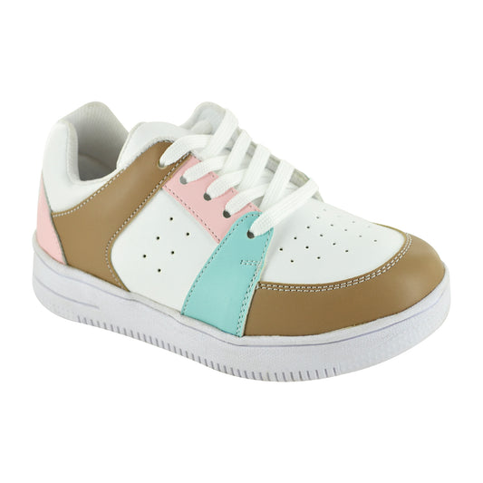 TENIS EN PIEL 8253 BLANCO MULTIPASTEL