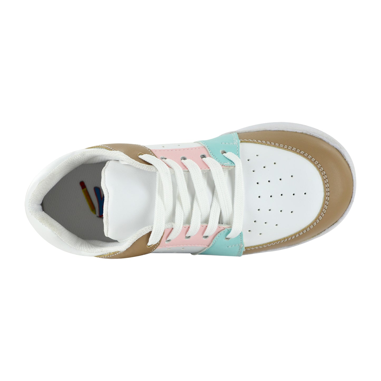 TENIS EN PIEL 8253 BLANCO MULTIPASTEL